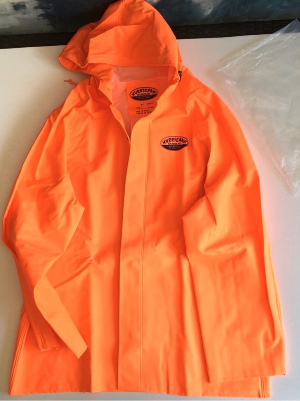 Size Large 801 Hurricane Rain Jacket with Attached Hood Unisex